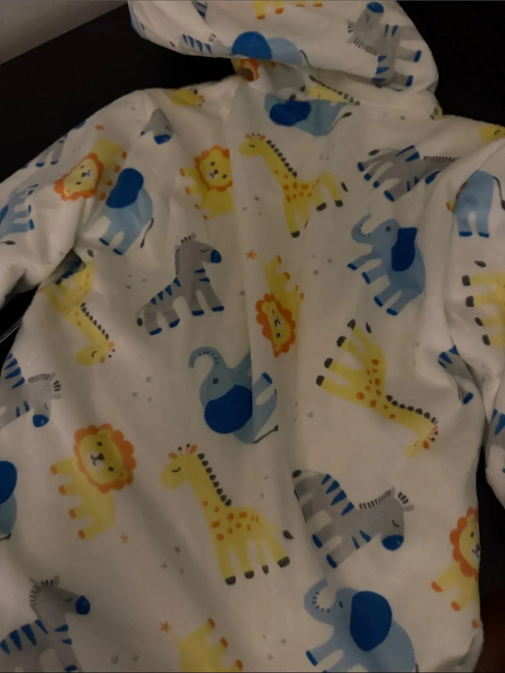 Zack & Cody Baby Hooded Animal Print Bathrobe - White with Blue and Yellow